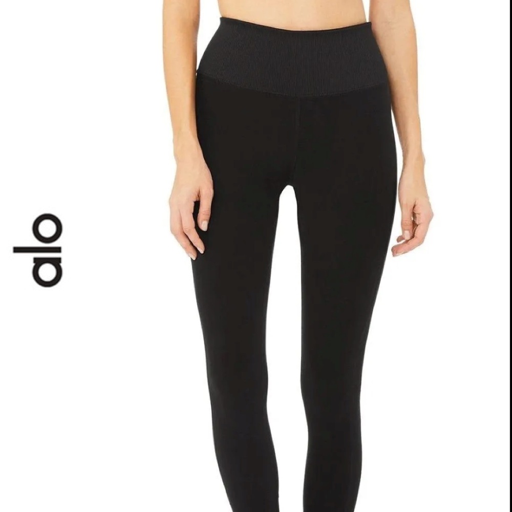 ALO YOGA | BLACK HIGH-WAIST LOUNGE LEGGING | XXS